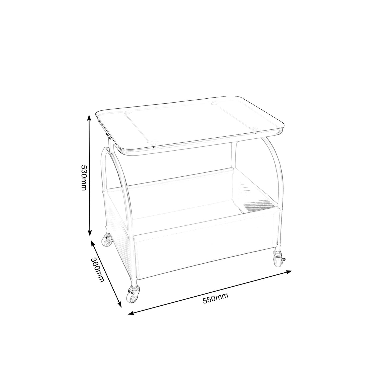 Nova Glass Trolley Side Table