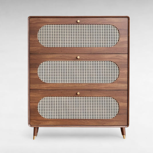 Cane Weave Narrow Shoe Cabinet