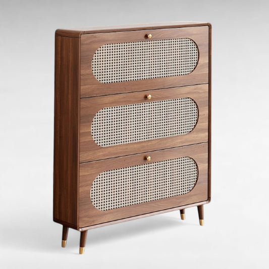 Cane Weave Narrow Shoe Cabinet