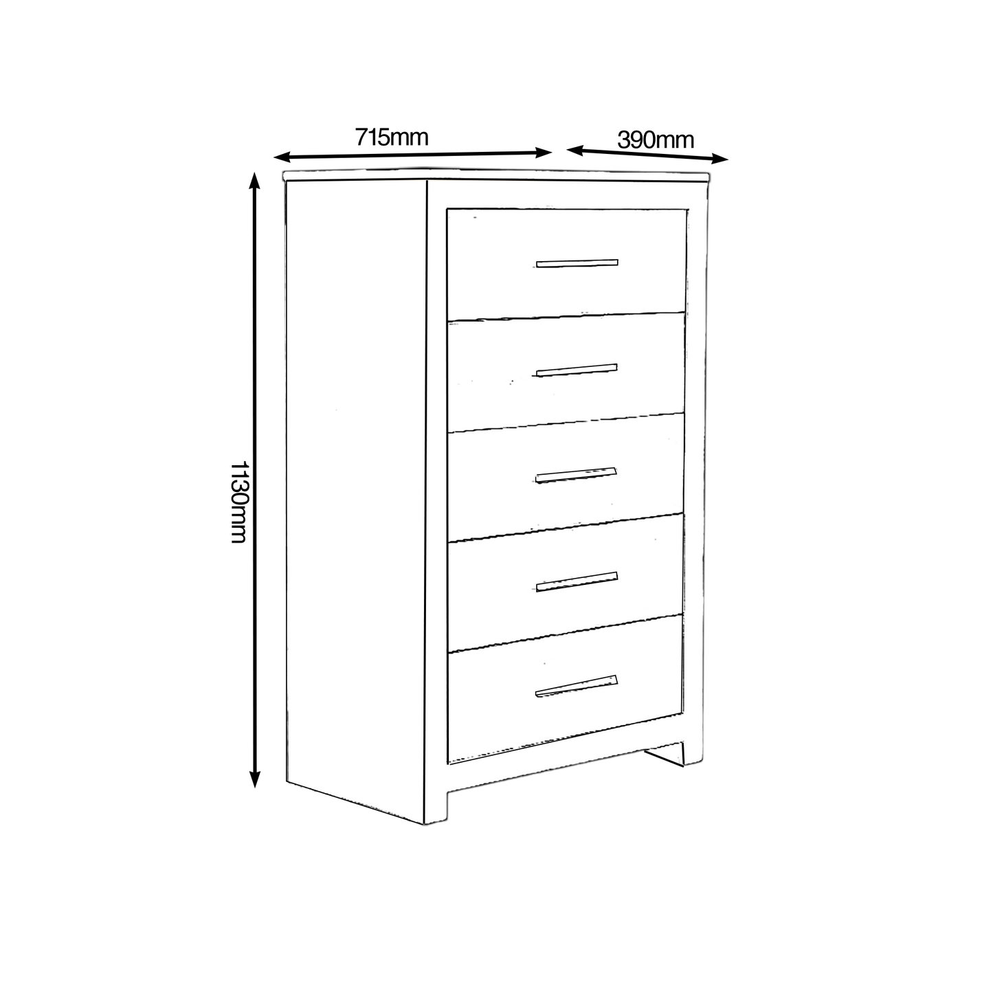 Rustic Oak 5-Drawer Tallboy