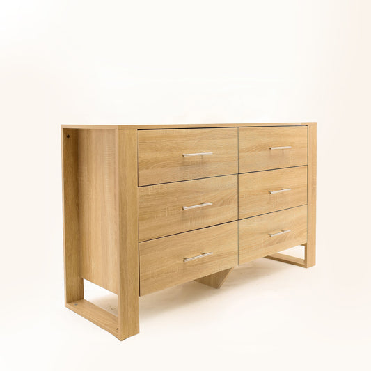 Natural Oak Look 6-Drawer Sideboard