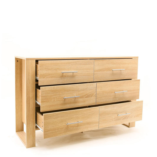 Natural Oak Look 6-Drawer Sideboard